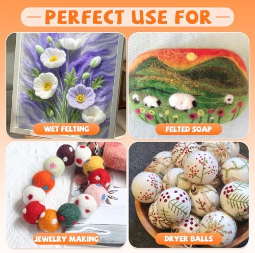 Mayboos 96 Pcs Needle Felting Wool, 48 Colors Wool Roving 3g / Pack - Image 5