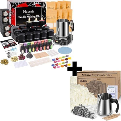 Haccah Complete Candle Making Kit with Wax Melter,Candle Making Supplies,DIY Arts&Crafts Kits Gift for Kids,Beginners,Adults,Including Soy Wax, Electronic Stove,Wicks,Rich Scents, Etc. by CandleMakingKits