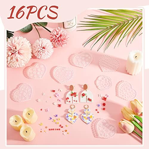 Zeyune 16 Pcs Summer Small Flower Polymer Clay Molds, Mini 3D Silicone Resin Casting Molds for Earring Making Jewelry DIY, Includes Alphabet, Flower, Heart and Bow Shapes(Cameo & Rose) - Image 7