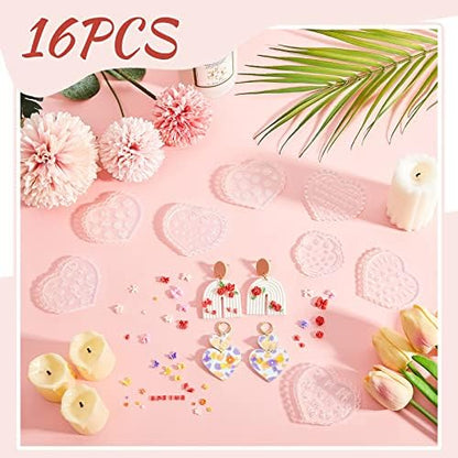 Zeyune 16 Pcs Summer Small Flower Polymer Clay Molds, Mini 3D Silicone Resin Casting Molds for Earring Making Jewelry DIY, Includes Alphabet, Flower, Heart and Bow Shapes(Cameo & Rose) - Image 7