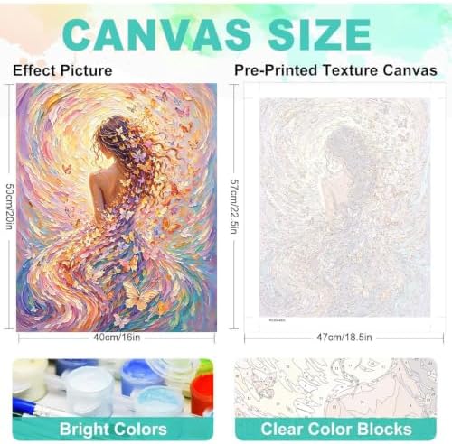 Woman Paint by Numbers Kit for Adults, DIY Oil Painting Canvas 16x20inch - Image 2