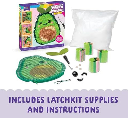 LatchKits Avocado Pillow - Latch Hook Kits for Kids, Arts and Crafts, Yarn Art, Kids Crafts, Toys for Girls, Birthday Gift for Girls, Easy to Follow Pattern, Hook Included, Craft Kits, Ages 6+ - Image 2