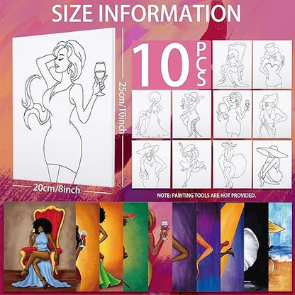 Nuberlic 10 Pcs Pre Drawn Canvas for Painting for Adults Sip and Paint Kits for Couples Party Flavor Supplies (Girls Night Out) Mothers Day Gifts - Image 2