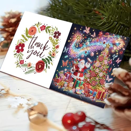 Christmas DIY Diamond Greeting Cards Set, 5D DIY Diamond Art Painting Christmas Style Greeting Card, DIY Christmas Card Making Kits for Family Friends Handmade Gift-#15-Christmas - Image 6