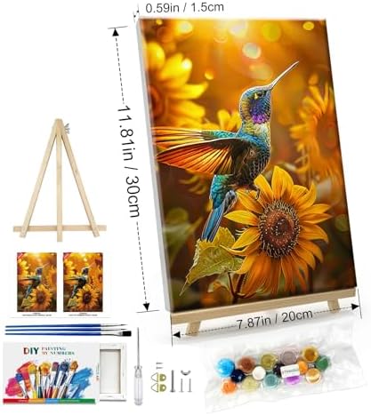 ATDMS Bird Paint by Numbers Kit for Adults with Frame Landscape Paint by Number with Easel DIY Flower Adult Paint by Number Kits Sunflower Paint by Numbers Kit on Canvas for Home Wall Decor 8x12 Inch - Image 7
