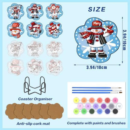 6 Pack Christmas Paint by Numbers Kits Coasters with Holder Cork Pads - Image 2
