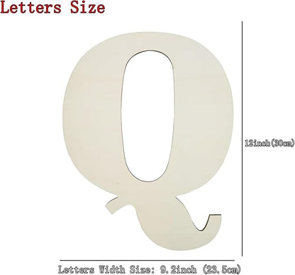 12 Inch Unfinished Wooden Numbers, 1/8 Inch Thick Large Blank Wooden Alphabet Handmade Painting Sign Boards for DIY Birthday Wedding Graduate Party Decor Props - Q