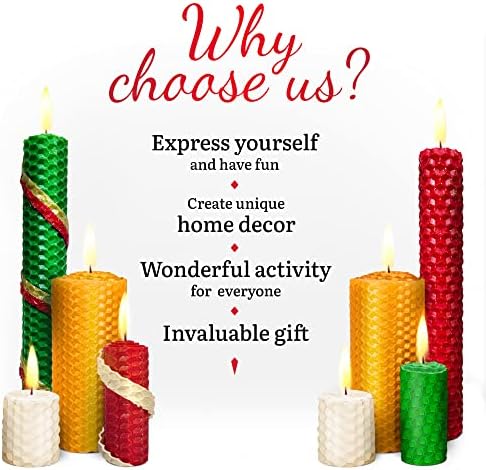 Christmas Candle Rolling Kit - Beeswax Candle Making Kit for Kids & Adults (Christmas, Hanukkah, Kwanzaa) - DIY Winter Candles Craft Project - Image 6