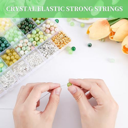 Glass Beads for Jewelry Making, 18 Colors Glass Beads for Bracelets Making kit Including 2-8mm Bead spacers/Lava Beads/Stone Rock DIY Jewelry Making Supplies for Adults, Bracelets Earring Making kit - Image 5