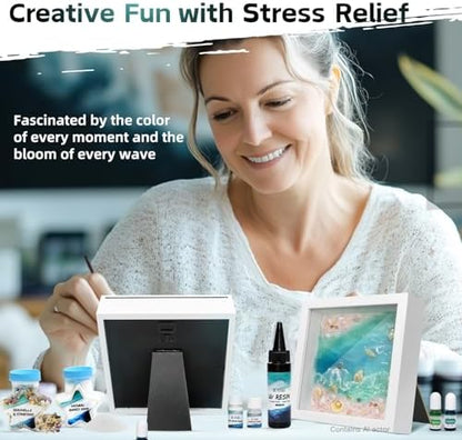 iLAND Crafts for Adults Resin Art Kit DIY Beach Ocean Themed Crafting Adult Girls Night Craft Making Set Date Night Painting Kit for Couples Unique Christmas Gifts for Crafty Women Teen Girls Romantic - Image 5