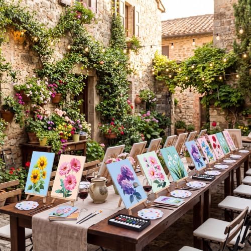 Cholemy 36 Pcs Paint and Sip Kit Gift for Adults 8''x10'',Vivid Flowers - Image 5