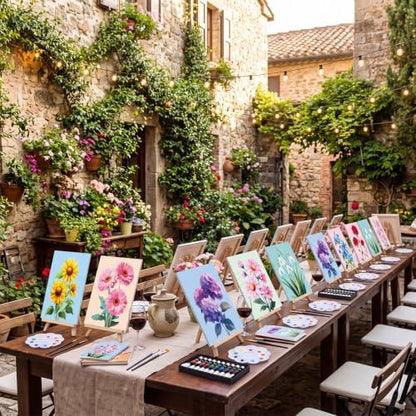 Cholemy 36 Pcs Paint and Sip Kit Gift for Adults 8''x10'',Vivid Flowers - Image 5
