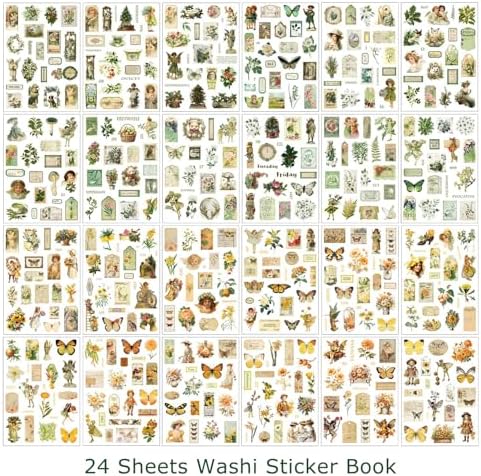 550+ Aesthetic Scrapbook Stickers, Vintage Stickers for journaling Butterfly Plant Flower Nature Washi Sticker Book for Adults, Junk Journal Supplies for DIY Art Collage Album Scrapbooking Planner - Image 2