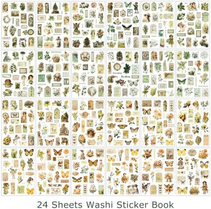 550+ Aesthetic Scrapbook Stickers, Vintage Stickers for journaling Butterfly Plant Flower Nature Washi Sticker Book for Adults, Junk Journal Supplies for DIY Art Collage Album Scrapbooking Planner - Image 2