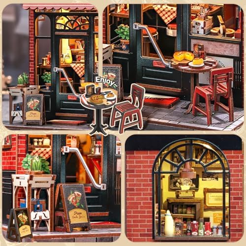CUTEBEE Book Nook Kit, DIY Miniature Dollhouse Kit, Pizza Shop Booknook - Image 5