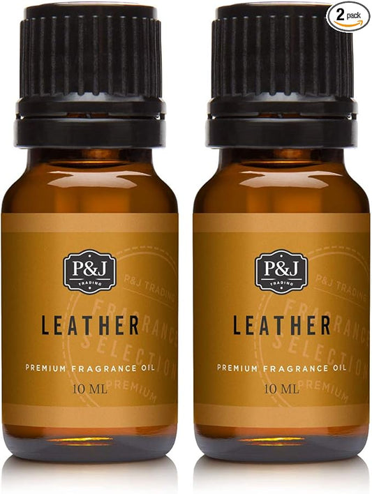 P&J Trading Leather Fragrance Oil 10ml Pack of 2 - Candle Scents for Candle Making, Soap Making Supplies, Diffuser Oil