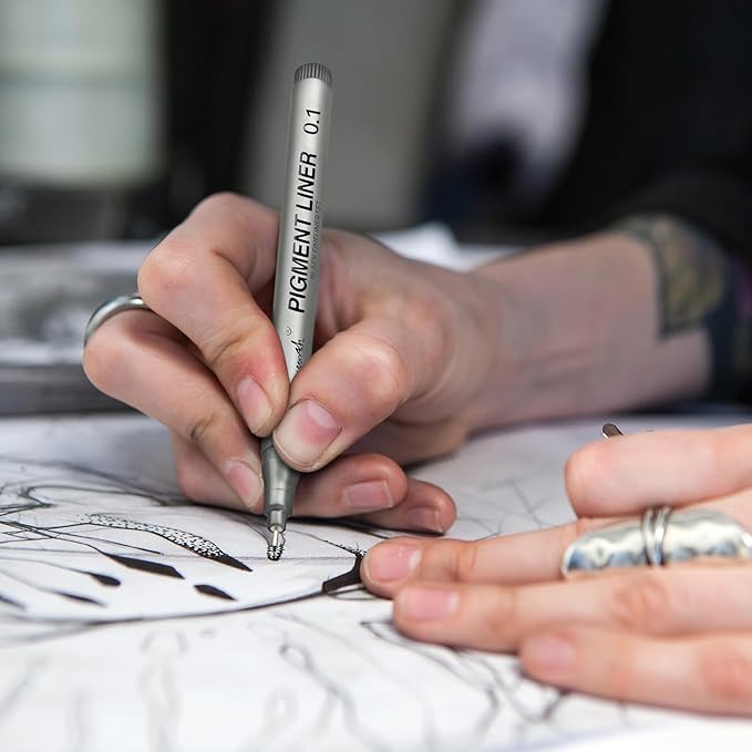 Brusarth Extra Fine Point Writing Pens: 3 Pack, 0.25mm, Black Micro-Pen Fineliner Waterproof Archival Ink Pens for Art Watercolor, Sketching, Anime, Manga, Design for Beginners & Artists