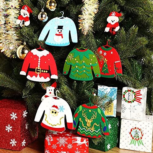 Kasyat 12 Pcs Christmas Ugly Sweater for Families DIY Felt Ornaments Kits - Image 3