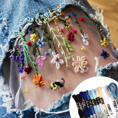 12 Skeins 105 Yards 6 Ply Embroidery Floss Blue Gradient Friendship Bracelet Variegated String Cord Mixed Color Cross Stitch Gradient Yarn Thread Set for Sewing Making Jewelry DIY Crafts - Image 6