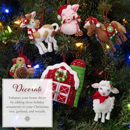 Bucilla Felt Applique 6 Piece Ornament Making Kit, Barnyard Cheer, Perfect for DIY Arts and Crafts - Image 4
