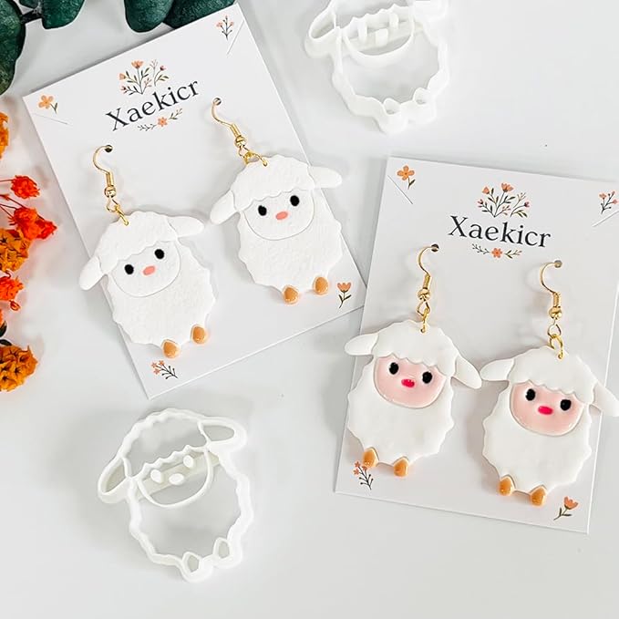 Xaekicr Cute Sheep Polymer Clay Cutters Set – Animal Clay Earring Cutters for Polymer Clay Jewelry Making – Clay Tools & Molds for DIY Crafts