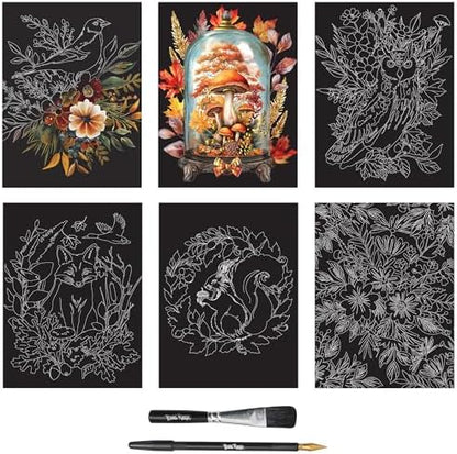 Brea Reese Autumn Equinox Scratch Art Paper Pad - 6 Guided 9x12in Designs - Image 3