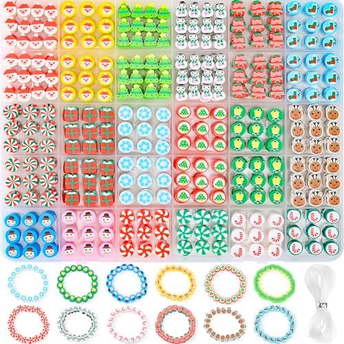 600pcs Polymer Clay Beads Bracelet Making Kit, Christmas Beads for Crafts by Richginker