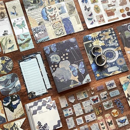 BoomTeck Vintage Aesthetic Scrapbooking Supplies, Bullet Junk Journal Kits with Scrapbook Paper, Washi Stickers, A6 Grid Notebook - DIY Craft Journaling Gift for Teen Girl Adult (Butterfly Garden) - Image 3