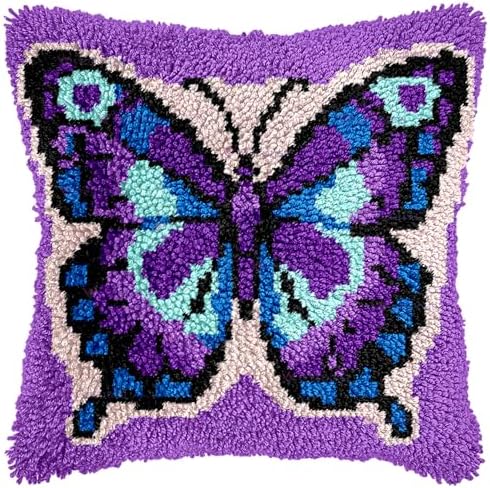 veirousa Butterfly Latch Hook Kits for Adults Beginners, Pre-Printed Canvas by VEIROUSA