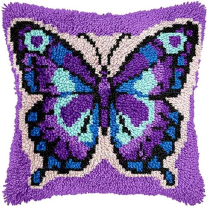 veirousa Butterfly Latch Hook Kits for Adults Beginners, Pre-Printed Canvas by VEIROUSA