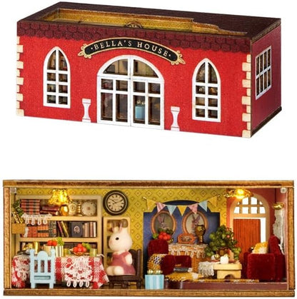 DIY Miniature Dollhouse Kit, Creative Wooden Doll House Craft Model with LED and Furniture for Christmas Birthday Gift (QH001) - Image 2