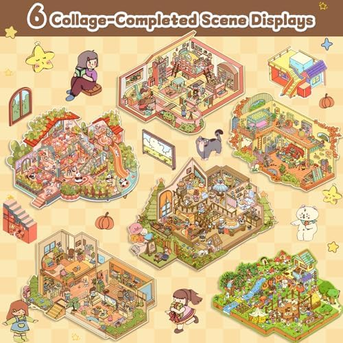 ASTARON 6 Sets DIY Large Size Sticker Scene Book, Make Own Shop Room - Image 4