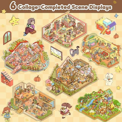 ASTARON 6 Sets DIY Large Size Sticker Scene Book, Make Own Shop Room - Image 4