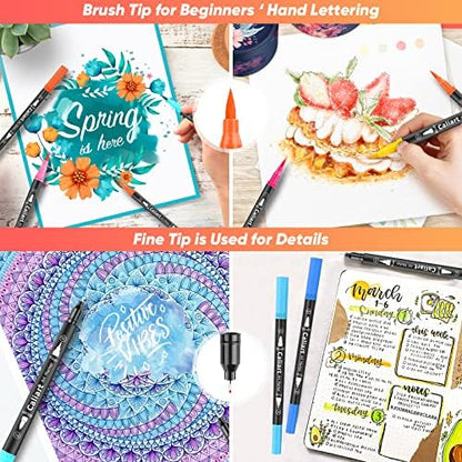 Caliart 72 Colors Double Tip Brush Pen Art Markers for Adult Coloring Books - Image 6