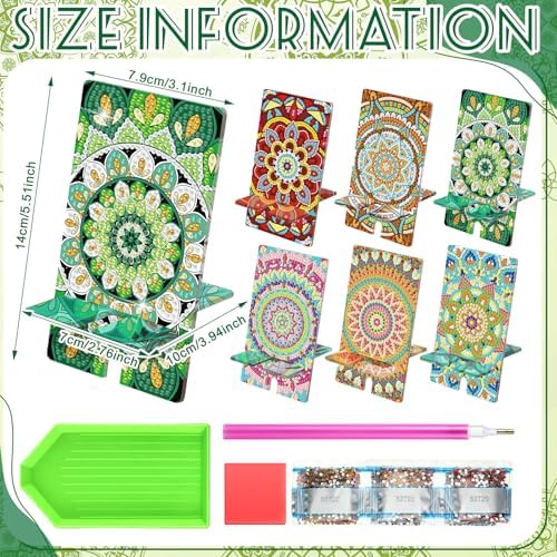 Saillong 6 Pcs Diamond Painting Phone Stand, Vivid Mandala Holder - Image 4