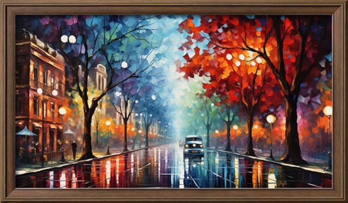 Leczany Cross Stitch Stamped Kit for Adults - Beautiful Street View | DIY Embroidery Starter Patterns Craft Kit Needlepoint for Beginner | 11CT, 3 Strands | 23.6x13 inches