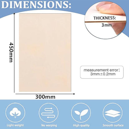 15 Pack Basswood Sheets for Crafts 12x18x1/8 Inch 3mm Basswood for Laser Cutting & Engraving, Drawing,Wood Burning, Unfinished Plywood Sheets for DIY Ornaments and Architectural Model (12x18x1/8)