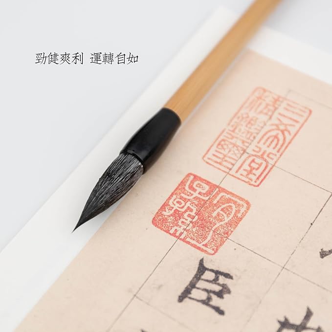 Chinese Calligraphy Brushed, Chinese Brush, QingMiao Weasel Hair Chinese Brush set, Chinese ink brush for Script 2-10cm, Suitable for Regular Script, Running Script and Cursive (Qing Miao S M L 3/pk)