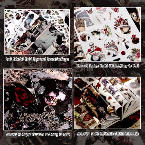 Halloween Gothic Ephemera Book, 50 Sheets Washi Stickers & Paper - Image 5
