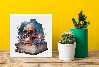 Moohue Stamped Cross Stitch Kits for Adults Clearance Skull 14CT Pre Printed Cross Stitch Kits for Beginners (Skull 1)
