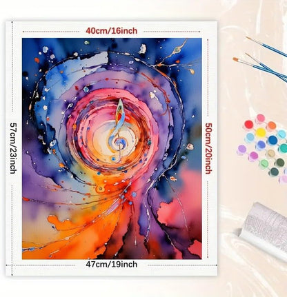 TAOPAOLAB Music Paint by Numbers Kit for Adults - DIY Colorful Music Vortex with Treble Clef Painting on Canvas 16x20In, Acrylic Paint Set for Beginners, Abstract Melody Art for Home Decoration/Gifts - Image 2