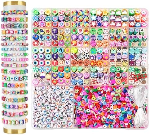 2300pcs Polymer Clay Beads Bracelet Making Kit with Colorful Letter Beads by Richginker