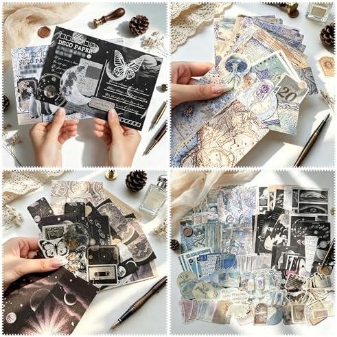 200Pcs Vintage Ephemera Junk Journal Kit, Paper & Stickers for Scrapbooking - Image 2