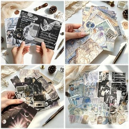 200Pcs Vintage Ephemera Junk Journal Kit, Paper & Stickers for Scrapbooking - Image 2