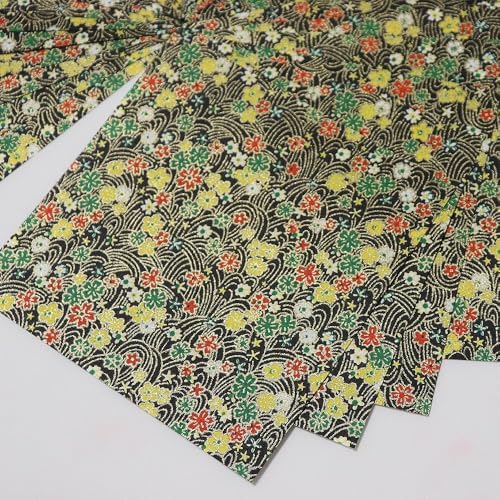 Japanese Chiyogami Washi Origami Paper, 6" x 6", 30 Sheets, Made in Japan, (Black Flower Wave) - Image 2