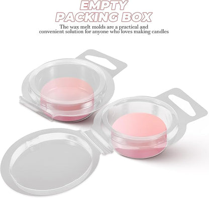 Alipis 100pcs Transparent Wax Melt Molds with Plastic Packaging Boxes for DIY Soap and Candle Cubes Clear Clamshell Containers for Fresh Fragrant Storage