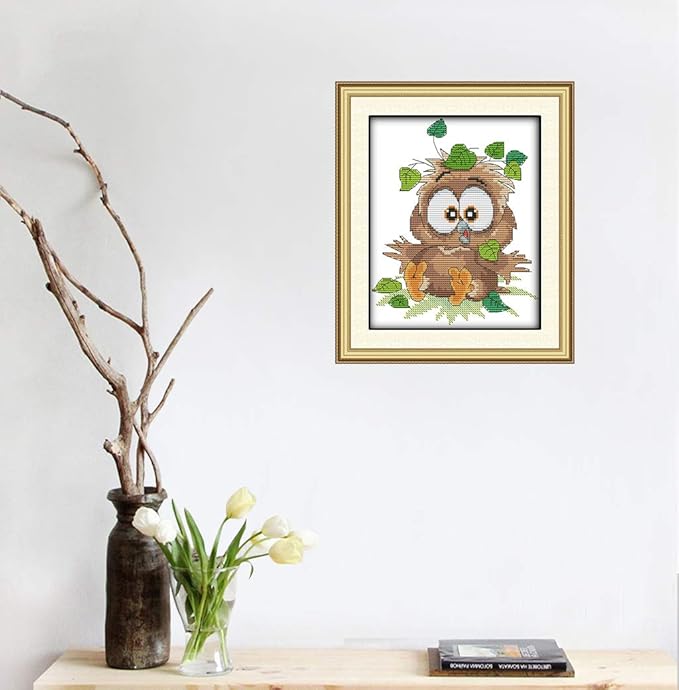 CROSSDECOR Cross Stitch Stamped Kits Pre-Printed Embroidery Patterns for Beginners Adults, DIY Embroidery Crafts Needlepoint Starter Kits- Bird