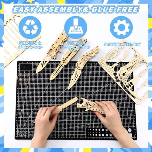 4 Pack 3D Wooden Puzzle for Adults DIY Wooden Puzzles Knife Kit Brain Teaser Mechanical Model Building Toy for Adult Craft Hobby Wood Graduation Art Gift for Teens Men Puzzle Fans - Image 2
