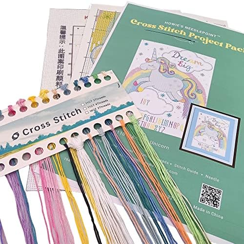 Howie's Needlepoint Cross Stitch Kits, 14CT Pre-Printed Pattern Needlepoint Kits, Full Range of Stamped Starter Kits (Rainbow Unicorn, 11.8 x 15 Inch) - Image 2