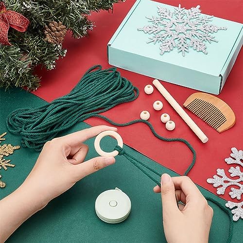 INFUNLY Christmas Tree Macrame Kit Winter DIY Macrame Kit for Adult Beginners Green Xmas Tree Macrame Wall Hanging Macrame Cord Kit for Christmas Halloween Home Room Decor with Instruction - Image 4